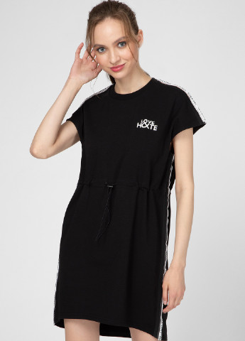 Чорна кежуал сукня сукня-футболка Preppy однотонна