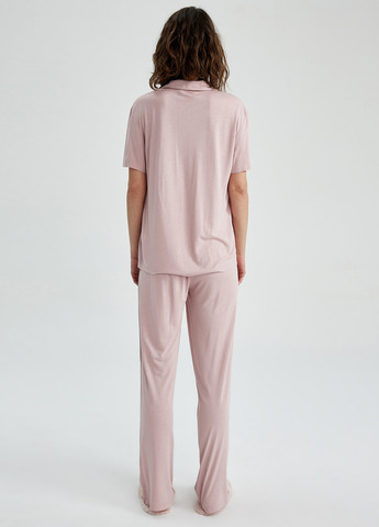 Пудровая всесезон пижама (рубашка, брюки) рубашка + брюки DeFacto