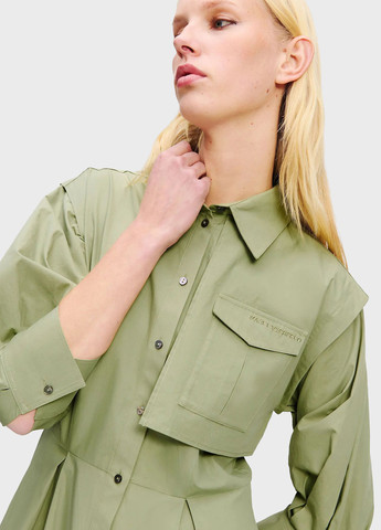 Оливковое кэжуал платье рубашка Karl Lagerfeld однотонное