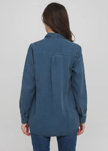 Синяя кэжуал рубашка однотонная Old Navy