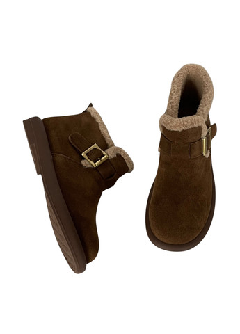 Зимние ботинки ALLSY с мехом, с пряжкой из натуральной замши