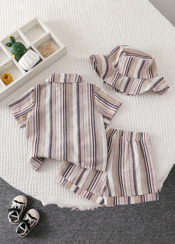 Комбінований літній костюм (сорочка, шорти, капелюх) з шортами, з сорочкою SHEIN