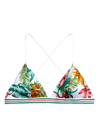 Купальный лиф H&M бикини цветочный белый пляжный полиэстер