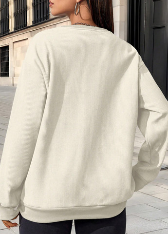 Молочный свитшот SHEIN однотонный вышивка (339827817)