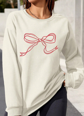 Молочный свитшот SHEIN однотонный вышивка (339827817)