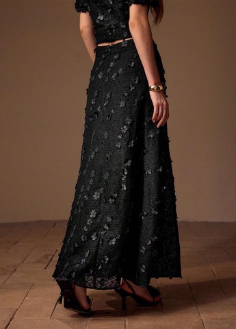 Черная кэжуал однотонная юбка SHEIN а-силуэта (трапеция)