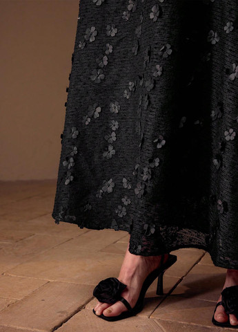 Черная кэжуал однотонная юбка SHEIN а-силуэта (трапеция)