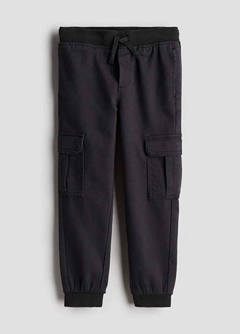 Черные кэжуал демисезонные брюки джоггеры, карго H&M