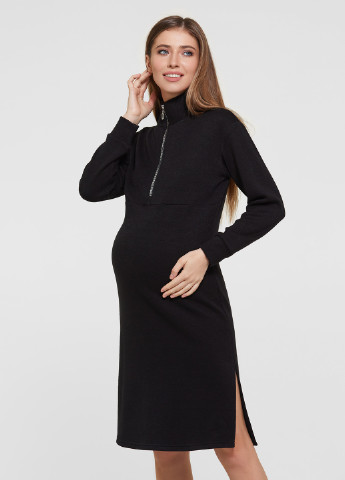 Чорна кежуал сукня для вагітних та годуючих Lullababe однотонна