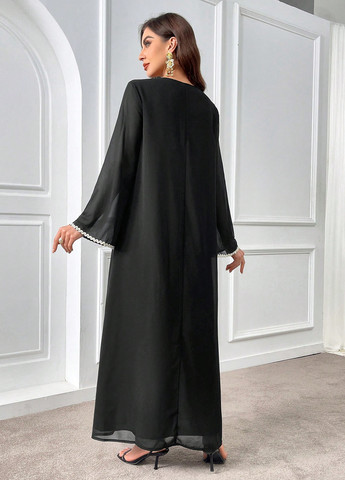 Чорна вечірня сукня а-силует SHEIN однотонна