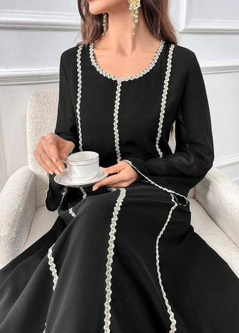 Чорна вечірня сукня а-силует SHEIN однотонна