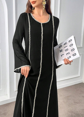 Чорна вечірня сукня а-силует SHEIN однотонна