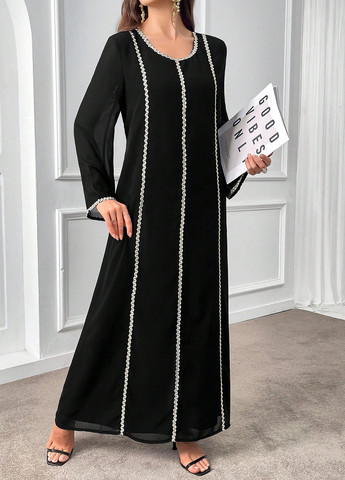 Чорна вечірня сукня а-силует SHEIN однотонна