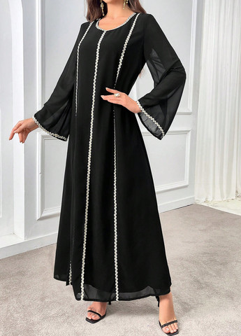 Чорна вечірня сукня а-силует SHEIN однотонна