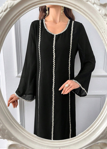 Чорна вечірня сукня а-силует SHEIN однотонна