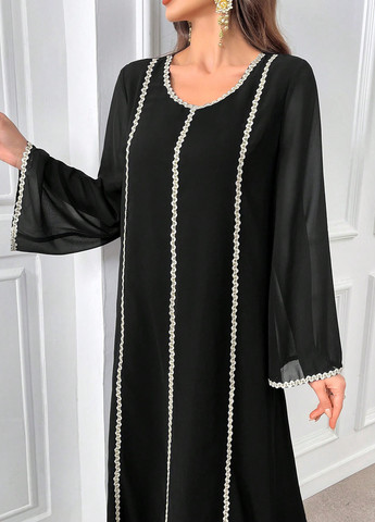 Чорна вечірня сукня а-силует SHEIN однотонна