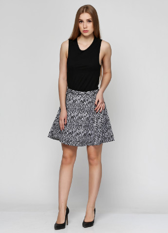 Черная кэжуал с абстрактным узором юбка H&M клешированная