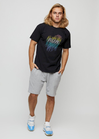 Чорна футболка чоловіча basic /air print/ YAPPI