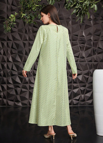 Светло-зеленое кэжуал платье а-силуэт, клеш SHEIN с геометрическим узором