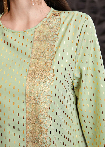 Светло-зеленое кэжуал платье а-силуэт, клеш SHEIN с геометрическим узором