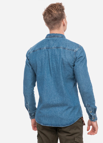 Синяя джинсовая рубашка однотонная Tom Tailor