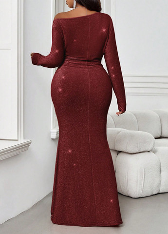 Червона вечірня сукня годе SHEIN однотонна