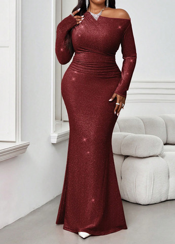 Червона вечірня сукня годе SHEIN однотонна