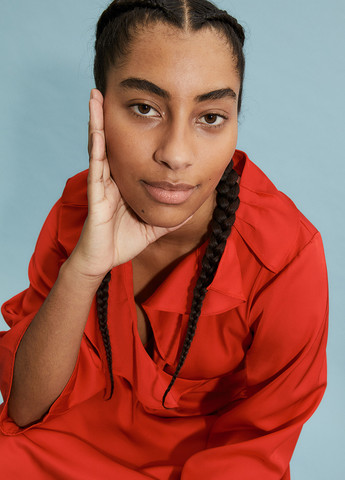 Красное кэжуал платье оверсайз H&M однотонное