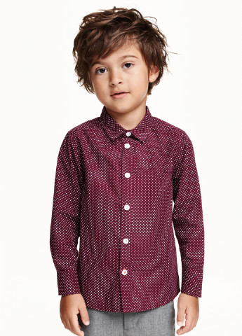 Бордовая кэжуал рубашка в горошек H&M