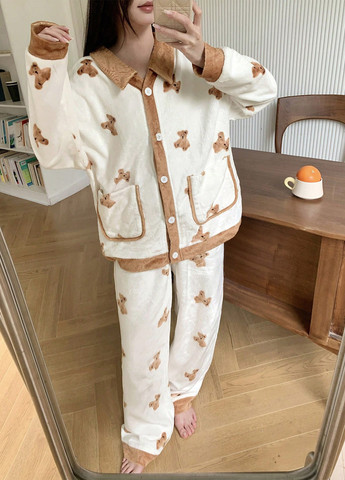 Біла зимня піжама (кофта, штани) кофта + брюки SHEIN