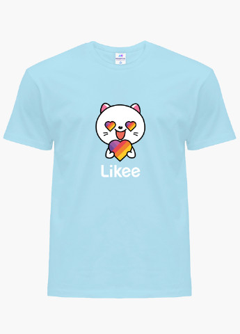 Блакитна демісезонна футболка дитяча лайк котик (likee cat) (9224-1036) MobiPrint
