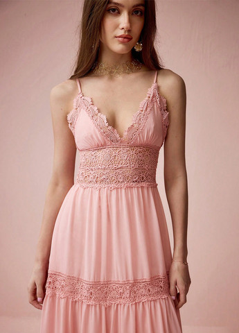 Пудрова кежуал сукня а-силует, з відкритою спиною SHEIN однотонна