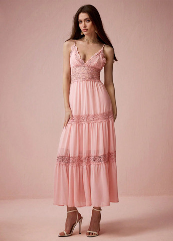 Пудрова кежуал сукня а-силует, з відкритою спиною SHEIN однотонна