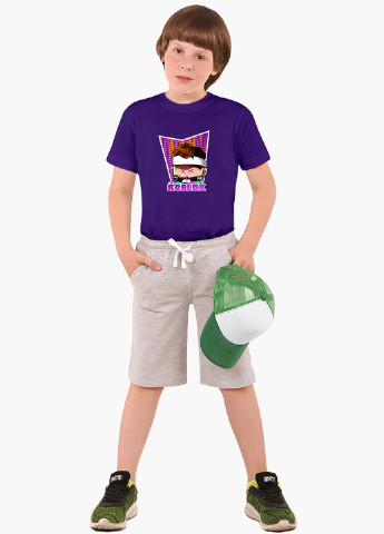 Фіолетова демісезонна футболка дитяча роблокс (roblox) (9224-1221) MobiPrint