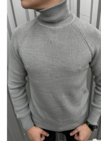 Сірий зимовий светр теплий з високим горлом Figo 6972 DKGR