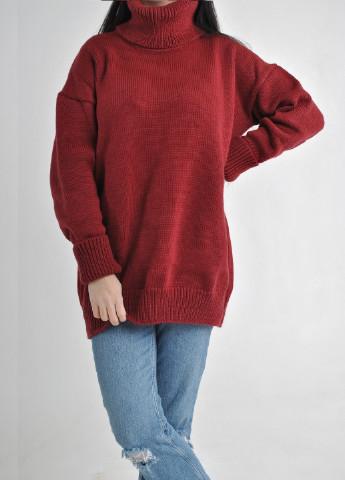 Темно-червоний зимовий подовжений светр Fashion Club