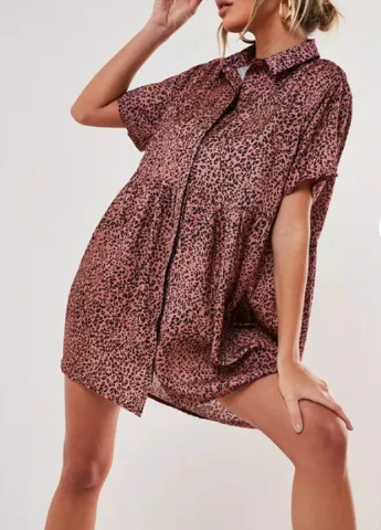 Пудровое кэжуал платье Missguided леопардовый