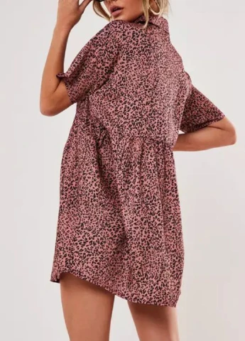 Пудровое кэжуал платье Missguided леопардовый