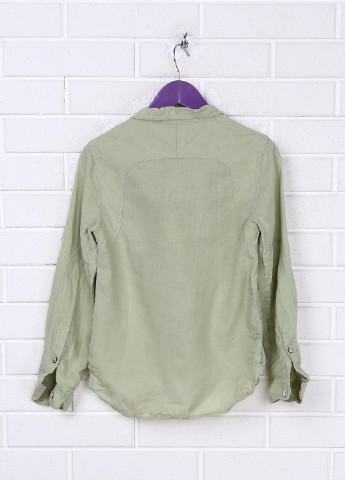 Зеленая кэжуал рубашка однотонная Scotch Shrunk с длинным рукавом
