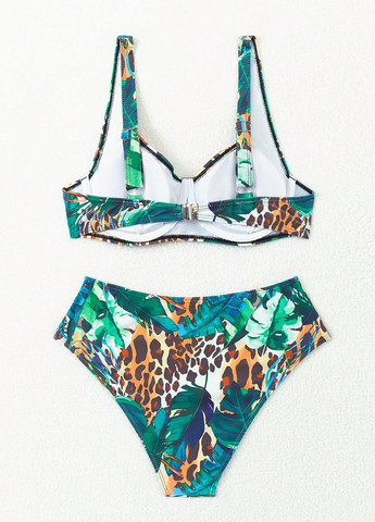 Изумрудный летний купальник (лиф, трусики) танк, раздельный SHEIN