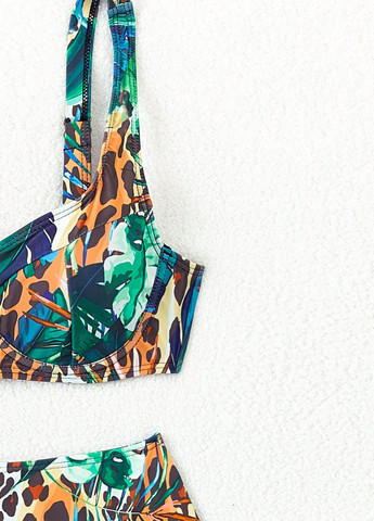 Изумрудный летний купальник (лиф, трусики) танк, раздельный SHEIN