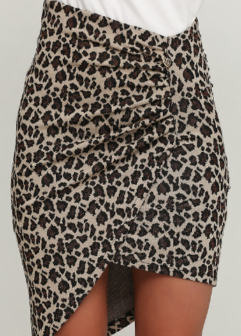 Бежевая кэжуал леопардовая юбка Rinascimento на запах