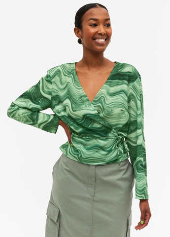 Зеленая летняя блуза на запах Monki