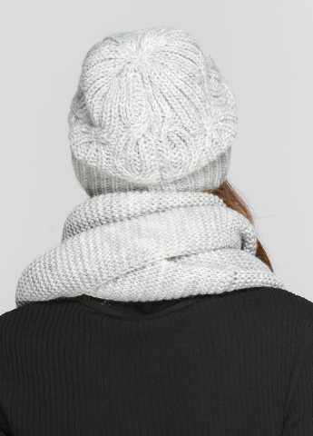 Светло-серый зимний комплект (шапка, шарф-снуд) Fashion Star
