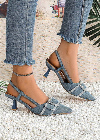 SHEIN Туфлі слінгбекі синій з текстиль, китай — демісезон (339133647)