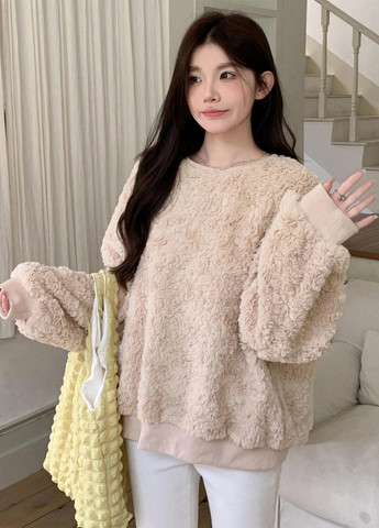 Бежевый свитшот SHEIN однотонный без декора (345558320)