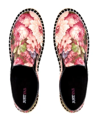 Розовые эспадрильи JustFab цветочный без декора (22189080)