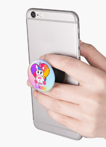 Попсокет (Popsockets) тримач для смартфону Лайк Єдиноріг (Likee Unicorn) (8754-1594) Чорний MobiPrint (216748465)