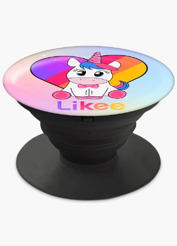Попсокет (Popsockets) тримач для смартфону Лайк Єдиноріг (Likee Unicorn) (8754-1594) Чорний MobiPrint (216748465)