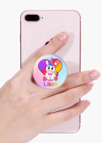 Попсокет (Popsockets) тримач для смартфону Лайк Єдиноріг (Likee Unicorn) (8754-1594) Чорний MobiPrint (216748465)